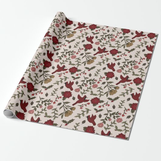 Frosted Cardinal Dance Cadeaupapier (Uitgerold)