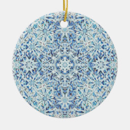 Frosted Crystal Bloom — Intricate Snowflake Design Keramisch Ornament