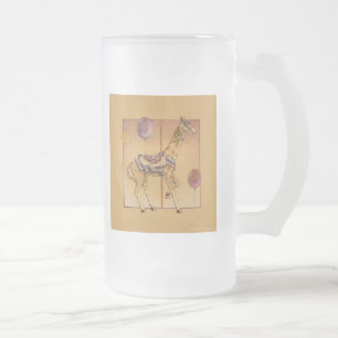 Frosted Cup - Carrousel Giraffe Matglas Bierpul