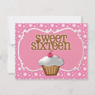Frosted Cupcake Custom Sweet Sixteen Party Kaart