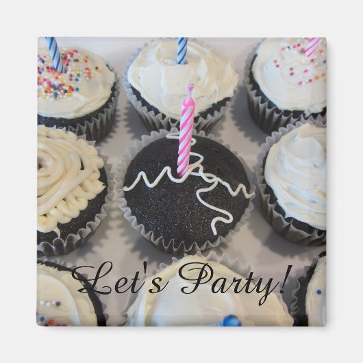 Frosted Cupcakes Let's Party Magneet (Voorkant)