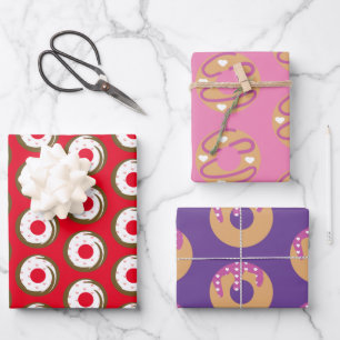 Frosted Dripping Donuts Hearts Patroon Inpakpapier Vel