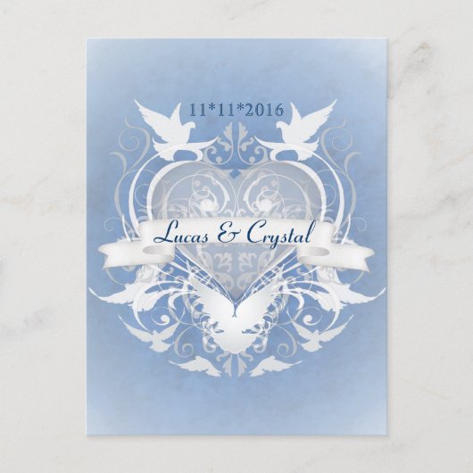 Frosted Fairy Tale Blue Save the Date Briefkaart (Voorkant)