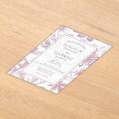 Frosted Floral Dusty Pink Wedding Acryl Uitnodigingen (Laagn)