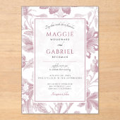 Frosted Floral Dusty Pink Wedding Acryl Uitnodigingen (Voorkant)