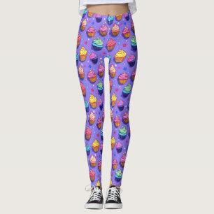Frosted Fun Cupcake Patroon: grillige bakkerij Leggings