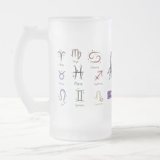 Frosted Glass Beer Mug ECC,ESMALTADO ZODIACAL Matglas Bierpul (Links)
