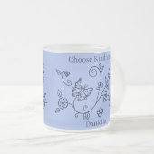Frosted Glass Blue Butterfly Mug (Devant droit)