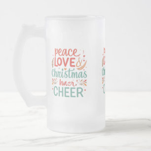 Frosted Glass Mok 16 oz - Peace, Love & Christmas