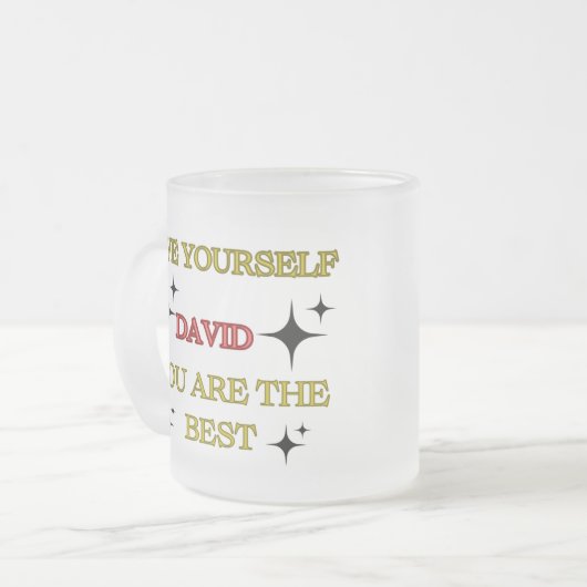 Frosted Glass Mok hou van jezelf je bent de beste (Voorkant links)