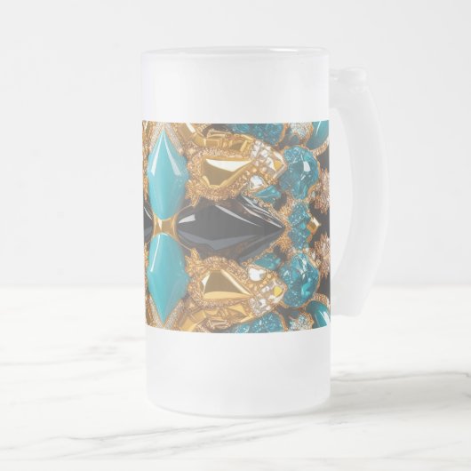 Frosted Glass Mok met Bahamas Kleuren ontwerp (Voorkant rechts)