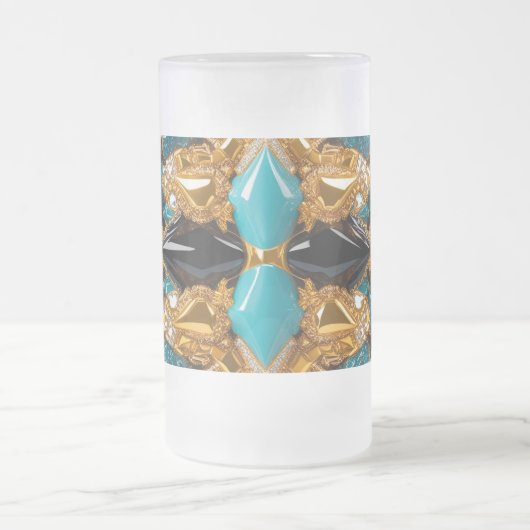Frosted Glass Mok met Bahamas Kleuren ontwerp (Center)
