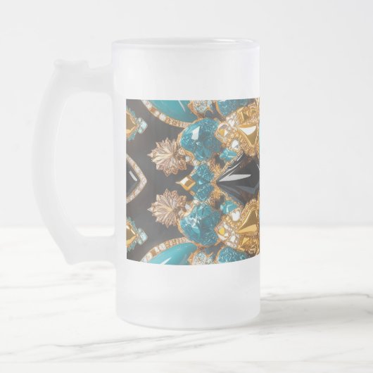 Frosted Glass Mok met Bahamas Kleuren ontwerp (Links)