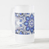 Frosted Glass Mok met Blauw Wit Kleuren ontwerp (Voorkant links)