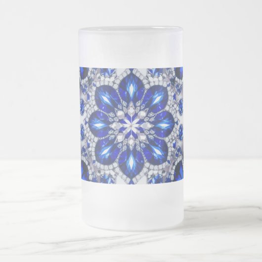 Frosted Glass Mok met Blauw Wit Kleuren ontwerp (Center)