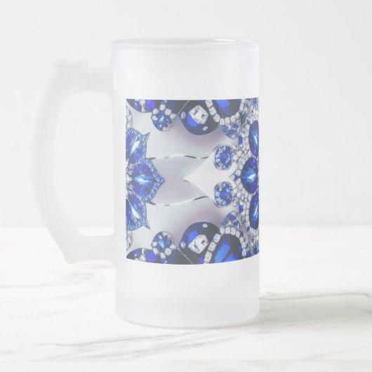 Frosted Glass Mok met Blauw Wit Kleuren ontwerp (Links)