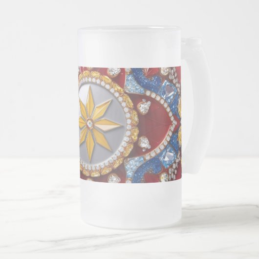 Frosted Glass Mok met Colombiaanse kleuren ontwerp (Voorkant rechts)