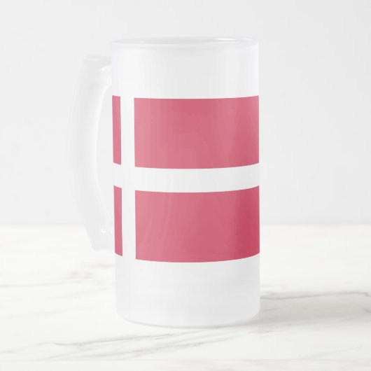 Frosted Glass Mok met Deense vlag (Voorkant links)
