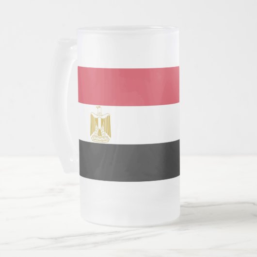 Frosted Glass Mok met Egyptische vlag (Voorkant links)