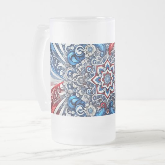 Frosted Glass Mok met Franse kleuren ontwerp (Voorkant links)
