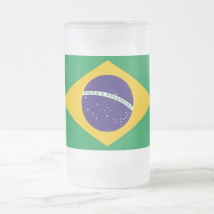 Frosted Glass Mok met vlag van Brazilië