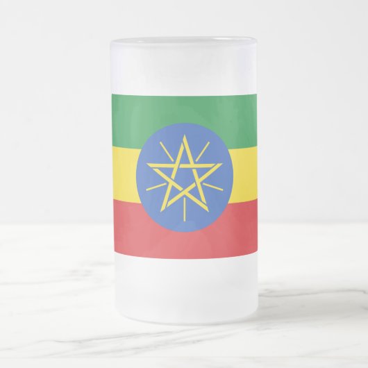 Frosted Glass Mok met vlag van Ethiopië (Center)