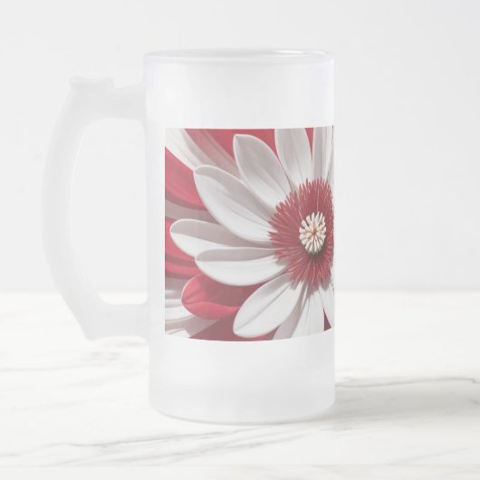 Frosted Glass Mok Rood Wit Bloemen AI Art Design (Links)