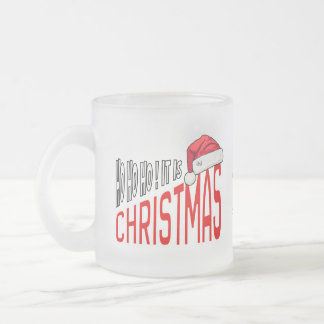 Frosted Glass Mug 10oz : It's Christmas (red)
