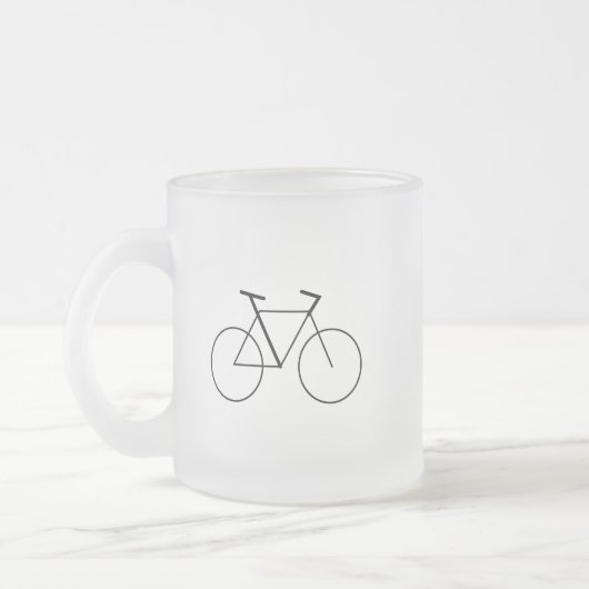 Frosted Glass Mug with Clean Bicycle Design (Gauche)