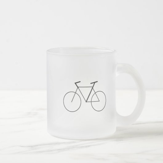 Frosted Glass Mug with Clean Bicycle Design Matglas Koffiemok (Rechts)