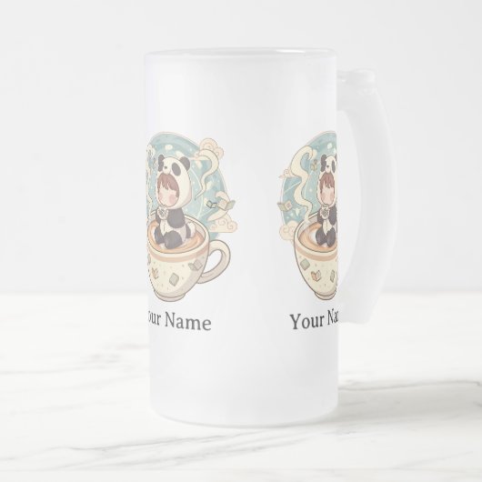 Frosted Glass Panda Cold Brew Mug (Devant droit)