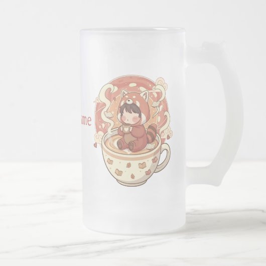 Frosted Glass Red Panda Warm Glow Mug (Droit)