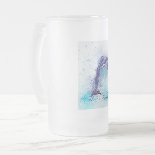 Frosted, glass, stein, 16oz, aangepast, design matglas bierpul (Voorkant links)