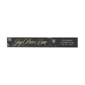 Frosted Greeting Holiday Adres Label Zwart (Individueel)