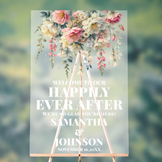 Frosted Happily Ever After Floral Mariage Bienvenu (Neutre)