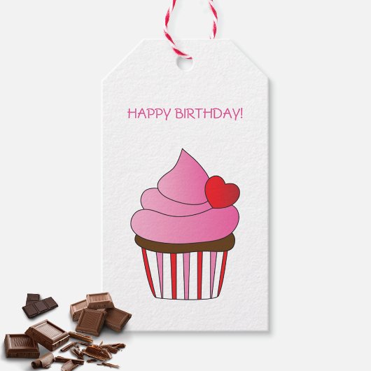 Frosted Heart Cupcake Birthday Cadeaulabel