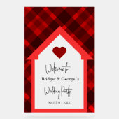 frosted house & scottish plaid wedding welcome acryl bord (Voorkant)