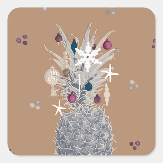 Frosted Island Pine, Sugar Plum Vierkante Sticker (Voorkant)