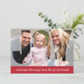 'Frosted Joy' (Ruby) Holiday-fotokaart Feestdagenkaart (Staand voorkant)