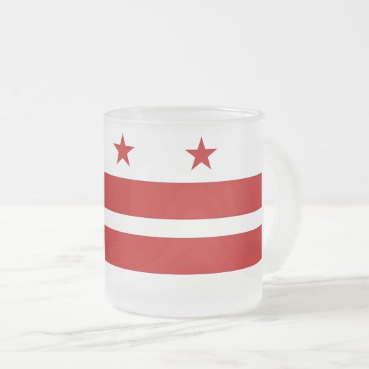Frosted kleine glazen mok met vlag Washington DC (Voorkant rechts)