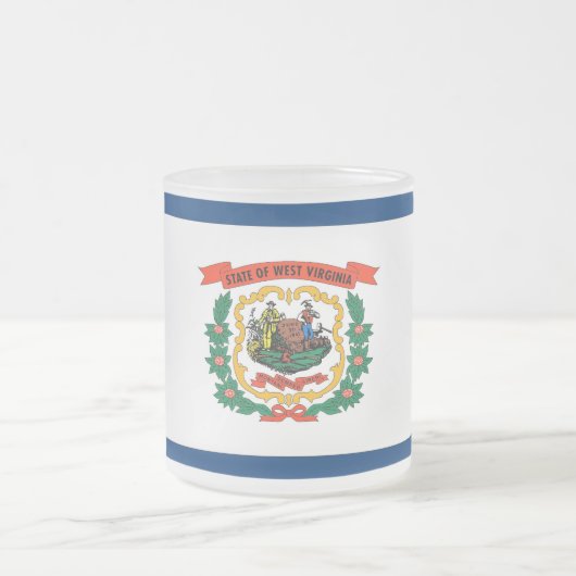 Frosted kleine glazen mok met vlag West Virginia (Center)