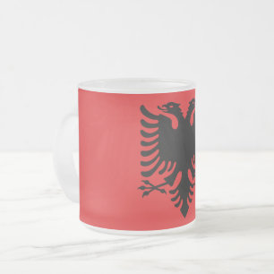Frosted kleine glazen mok - vlag van Albanië