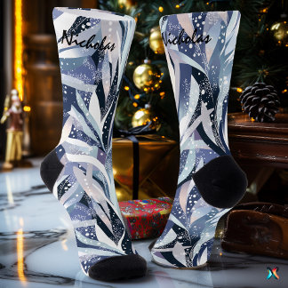 Frosted Leaf Winter Sokken bij Navy en Lavendel