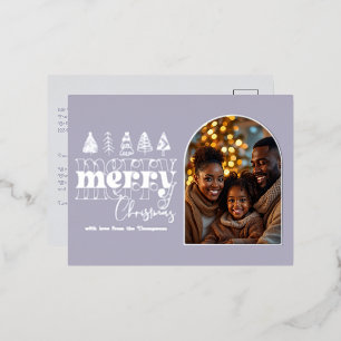 Frosted Lila & Glacier Mist Kerstfoto Folie Feestdagen Briefkaart