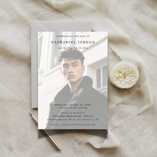 Frosted Photo Viering van het Leven Begrafenismonu Kaart