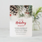 Frosted Pine & Berries Holiday Party Kaart (Staand voorkant)