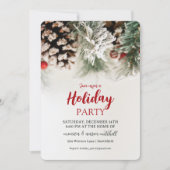 Frosted Pine & Berries Holiday Party Kaart (Voorkant)