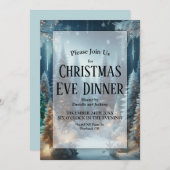 Frosted Pines in Winter Glow Kerstavond Diner Kaart (Voorkant / Achterkant)