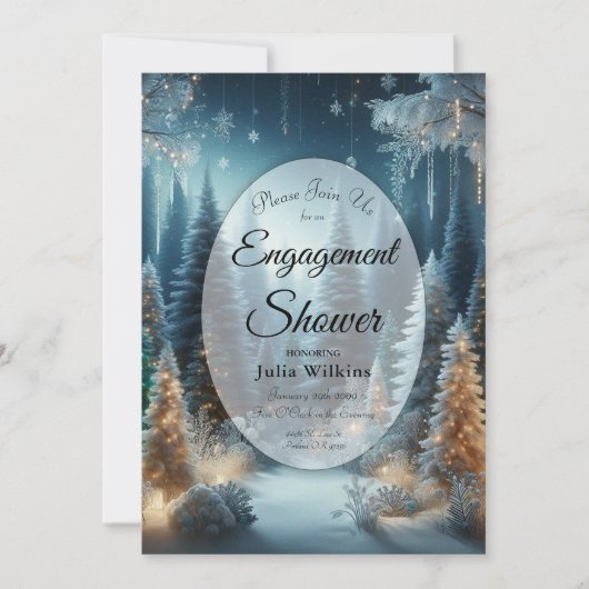 Frosted Pines in Winter Glow Verloving Shower Kaart (Voorkant)