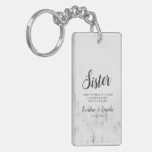 Frosted Pines Rustic White Mountains zustercitaat Sleutelhanger (Voorkant Links)